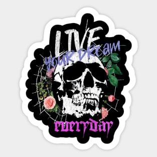 Preppy skeleton live your dream Sticker